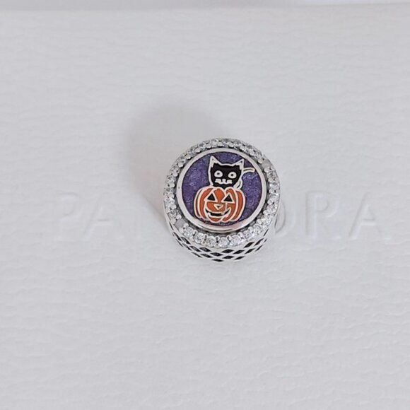 Pandora Halloween Black Cat and Pumpkin Bead GREAT SMOKY MTNS Charm Pendant S925 - Picture 5 of 6